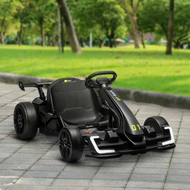 Aosom 24V 7.5 MPH Electric Go Kart with Adjustable Seat, Slow Start, Black