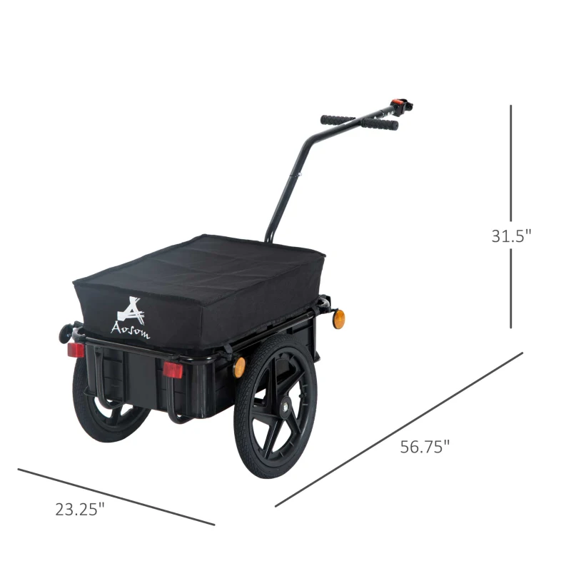 Aosom Bicycle Cargo Trailer with Removable Box and Waterproof Cover, Bike Wagon Trailer with Two 16in Wheels(m-3)