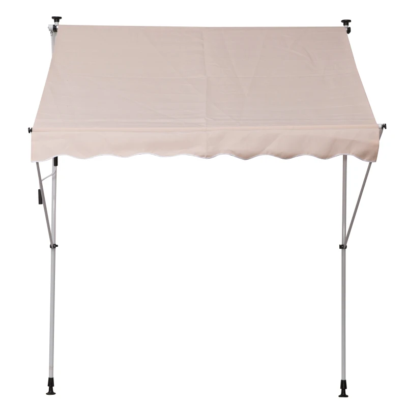 Outsunny 6.6'x5' Manual Retractable Patio Awning Window Door Sun Shade Deck Canopy Shelter Water Resistant UV Protector Beige