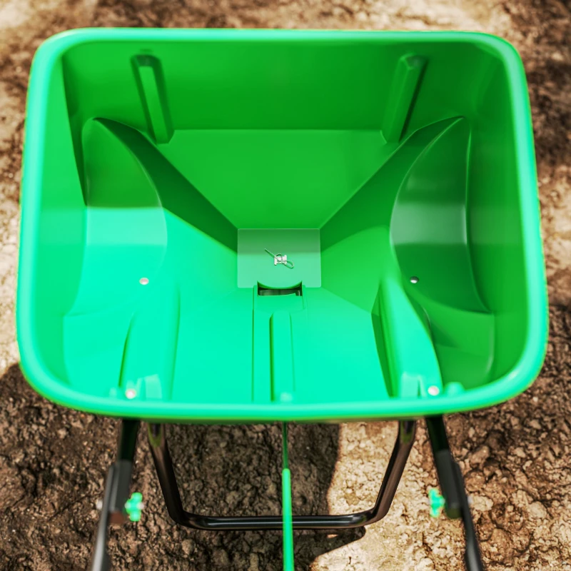 Outsunny Broadcast Spreader, 40 L Walk-Behind Fertilizer Spreader with 8.5" Wheels for Fertilizer, Seeds, Salt, 132 LB Capacity