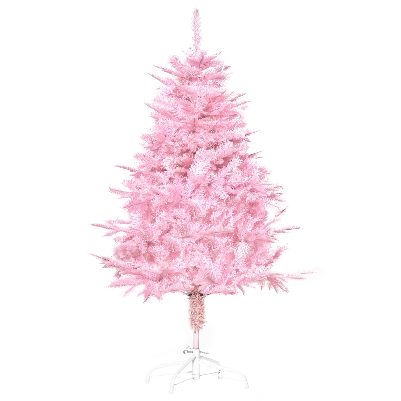 HOMCOM 4FT Artificial Christmas Tree Holiday Xmas Tree Decoration with Automatic Open for Home Party, Pink