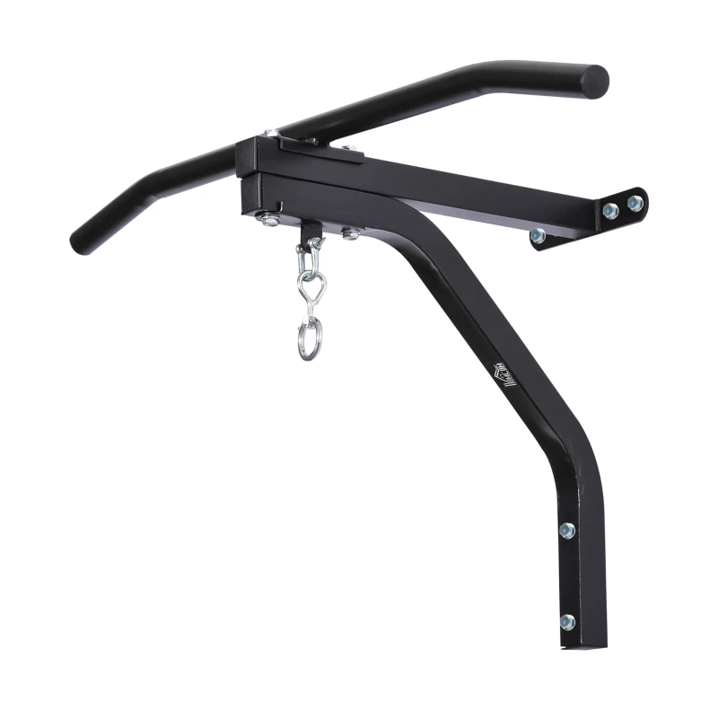 Soozier Punching Bag Hanger with Pull-up Bar Wall Mount Bracket Kick Boxing MMA Training Frame Home Fitness Workout Pull Up Bar