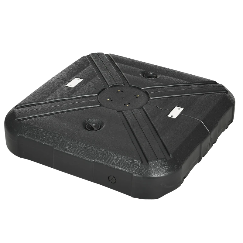 Outsunny Fillable Patio Cantilever Umbrella Base with Wheels, Heavy-duty Offset Umbrella Weights with Easy-Fill Spouts, Steel Cross Base, 430lbs Sand or 375lbs Water Filled, Black