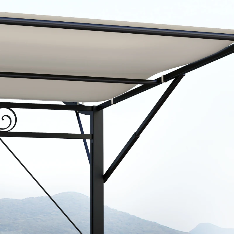 Outsunny 10' x 8' Outdoor Pergola and Patio Gazebo for Garden, Camper, Deck, Doors and Windows, Cream White