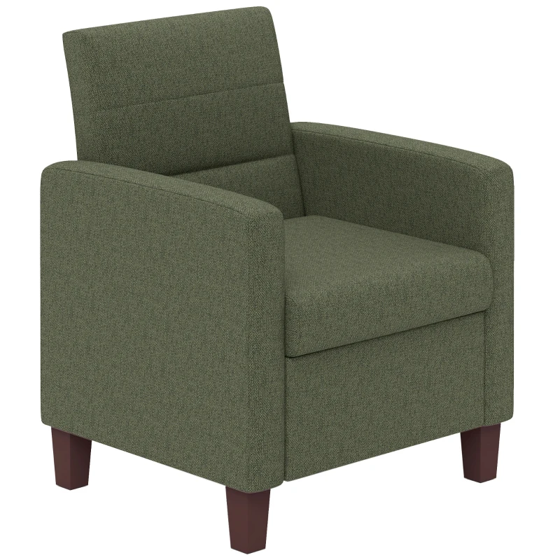 HOMCOM Fabric Accent Chair, Modern Armchair with Seat Cushion and Non-Slip Pads for Living Room, Bedroom, Dark Green