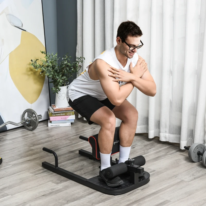 Soozier 3 in 1 Padded Push Up Sit Up Squat Machine Home Gym Fitness Equipment, Black