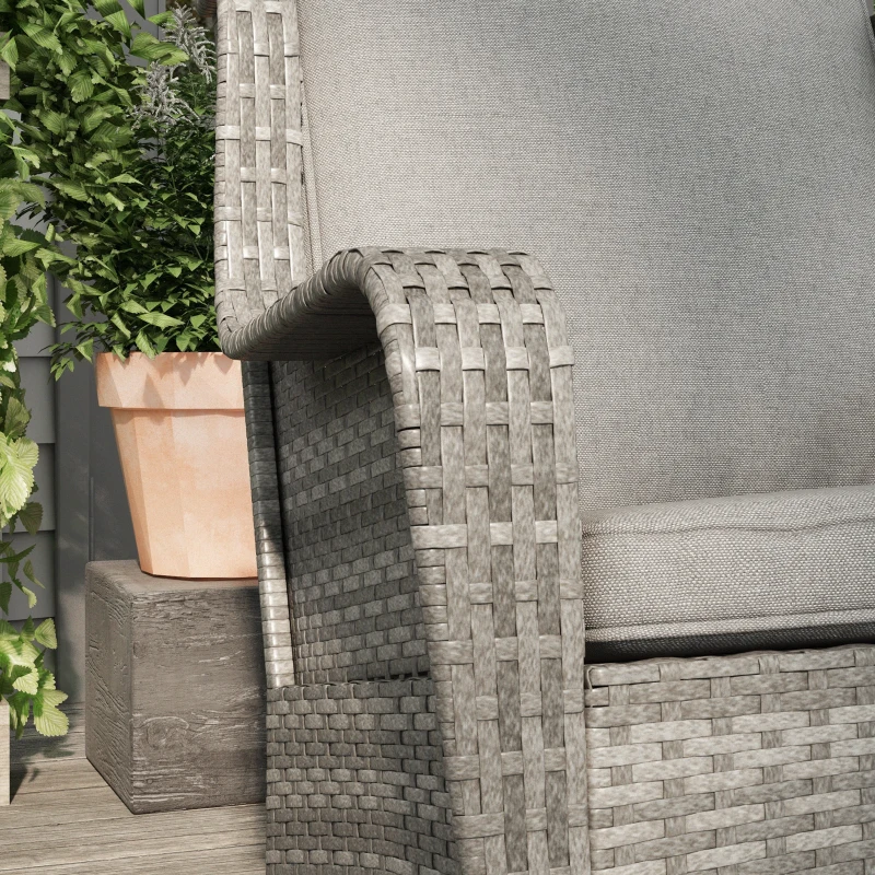 Outsunny 2 Piece Outdoor Wicker Rocking Chairs, Rattan Rockers with Cushions, Steel Frame for Patio, Garden, Backyard, Gray