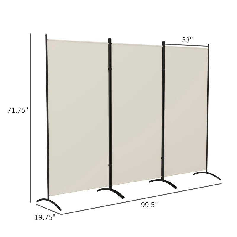 HOMCOM 6' 3 Panel Room Divider, Indoor Privacy Screen for Home, Light Gray