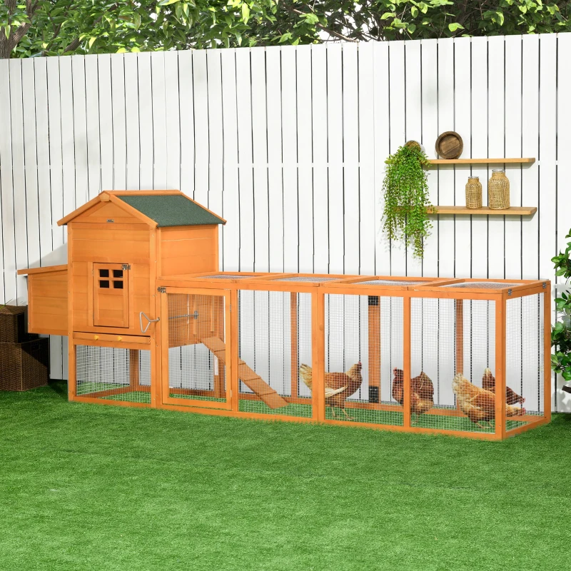 PawHut Extra Large Run Included Chicken Coop with Removable Tray Orange