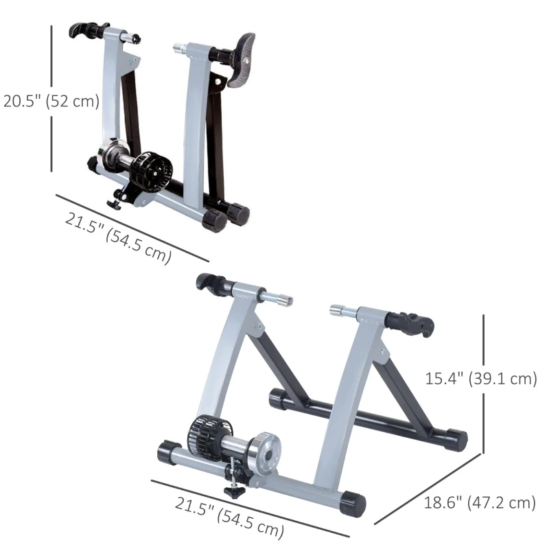 Soozier Foldable Indoor Bike Trainer, Stationary Bicycle Stand for Indoor Cycling Riding Exercise, 26-28" & 700C Wheels, Silver