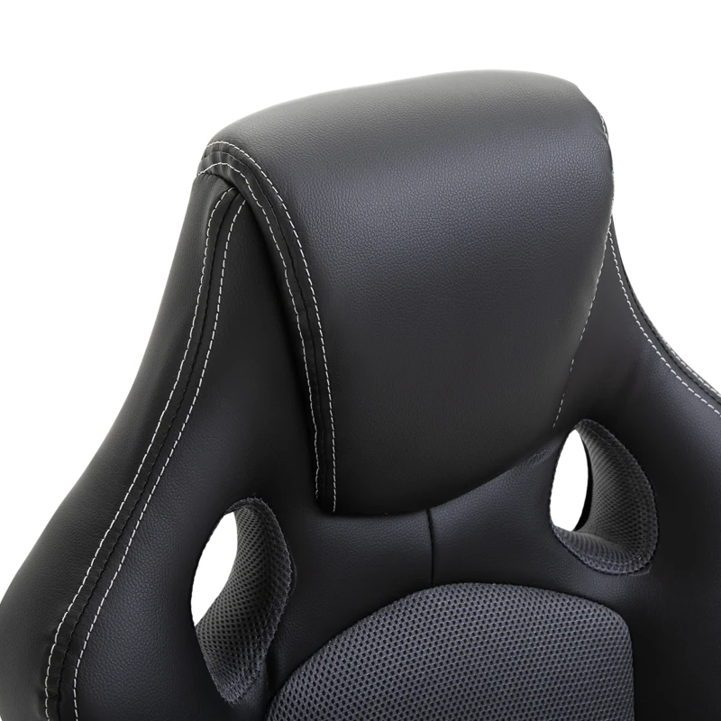 Vinsetto PU Leather Gaming Chair High Back Office Chair with Adjustable Height, Computer Gamer Chair, Grey