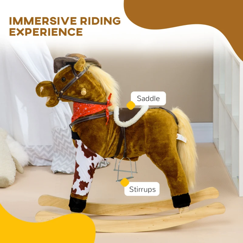 Qaba Baby Rocking Horse, Large Riding Horse W/ Realistic Sounds