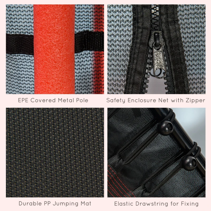 Soozier 63" Kids Trampoline Indoor with Enclosure Net Elastic Thick Padded Pole Gift for Ages 3-10 Years Old Red