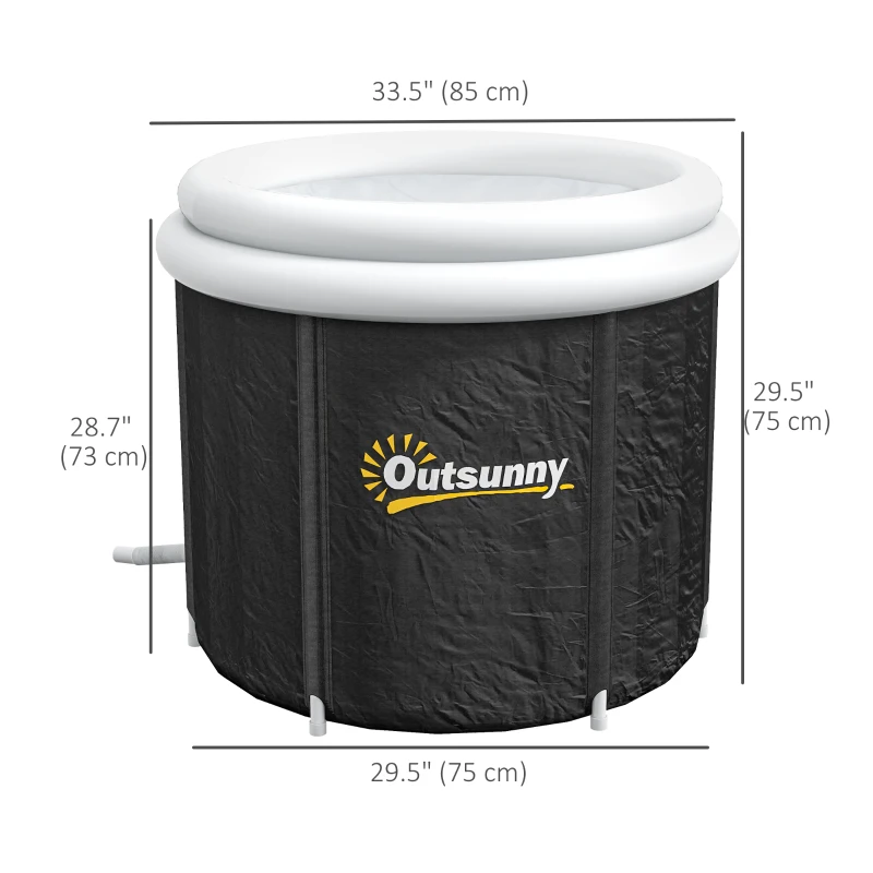 Outsunny Cold Plunge Tub, Portable Ice Bath Cold Water Therapy Tub with Thermo Lid, for Athletes Recovery, Black