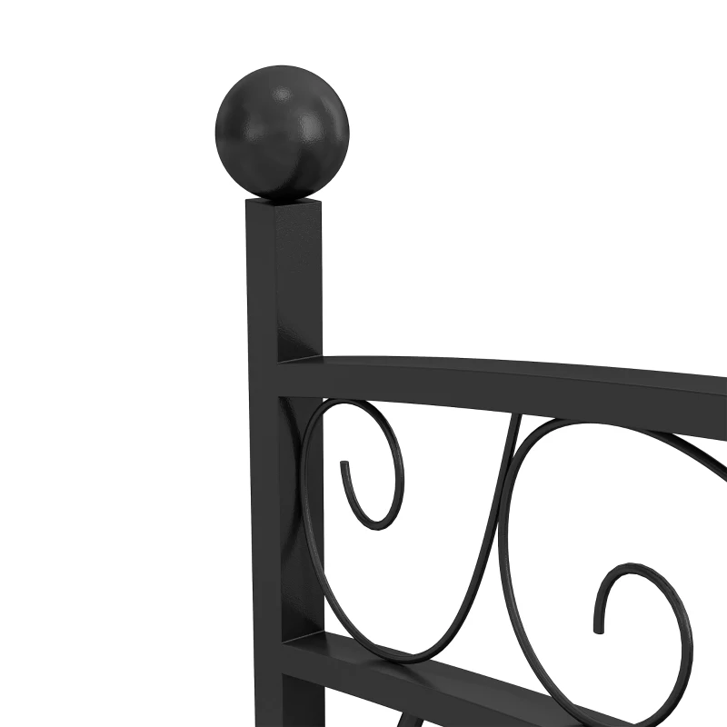 Outsunny 8' Metal Arch Garden Bridge Arc Footbridge with Guardrails and Decorative Scrollwork, Black
