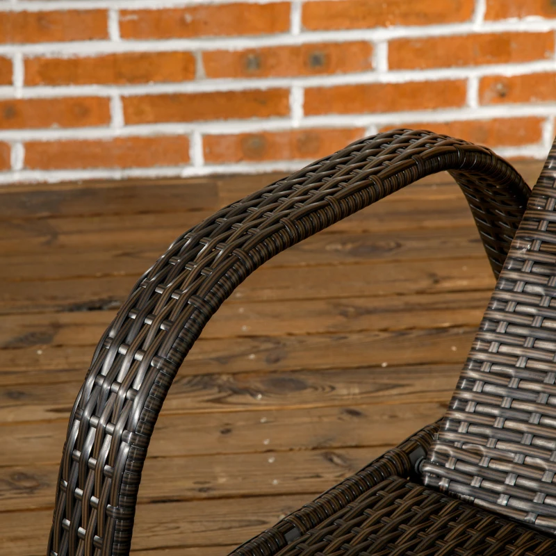 Outsunny Patio Rattan Lounge Set, Wheeled Wicker Chaise Lounge Chair and Table with Tempered Glass Top, Dark Blue