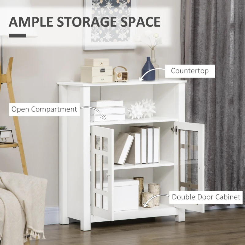 HOMCOM Kitchen Cabinet, Storage Cabinet, Sideboard Buffet Cabinet with Glass Doors for Kitchen, Living Room