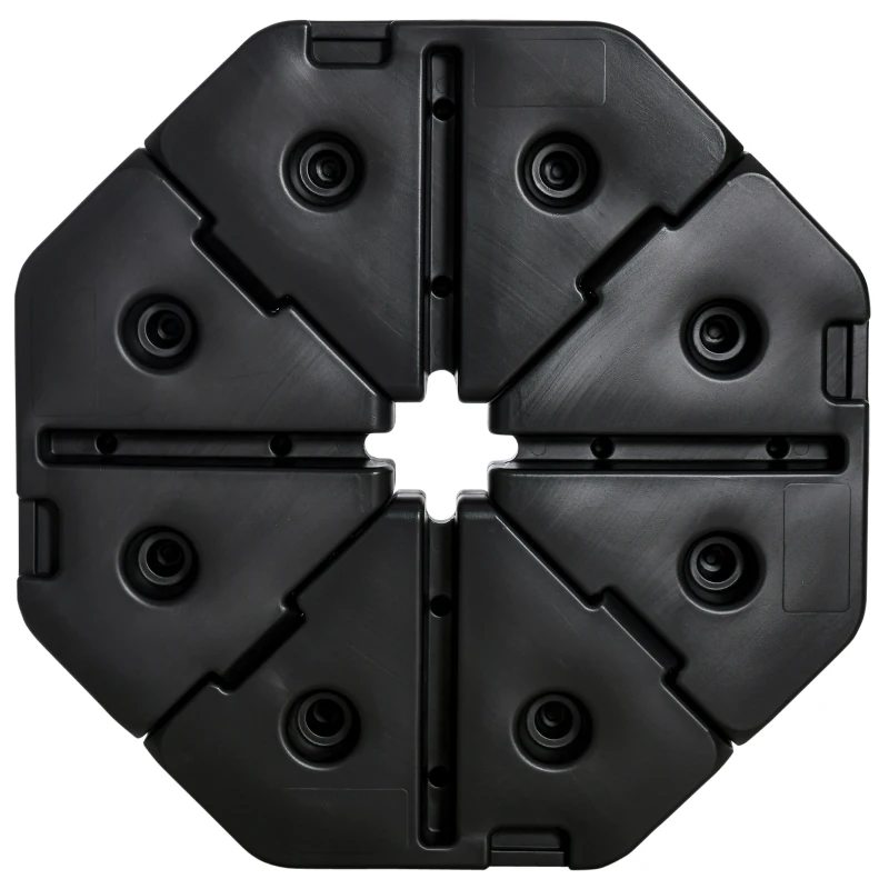 Outsunny 4 PC Patio Umbrella Base, Outdoor Hexagon Stand Cantilever Offset Umbrella Weights with Easy-Fill Spouts, 229 lb. Capacity Water or 275lb Capacity Sand, Black