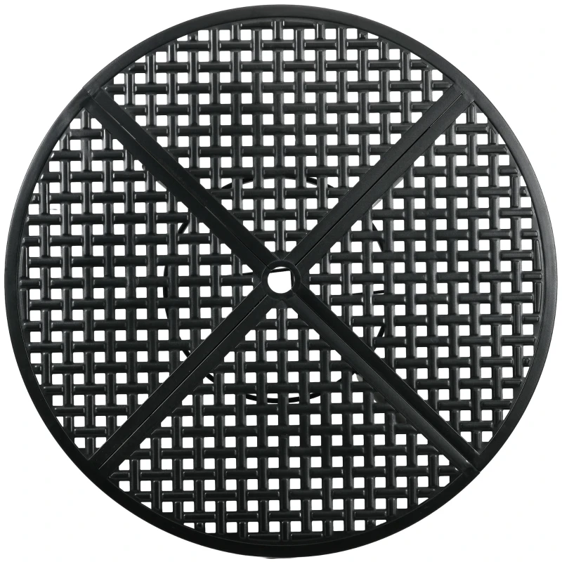 Outsunny 42" Round Outdoor Dining Table for 4 Persons, Metal Patio Dining Table with Umbrella Hole for Backyard, Lawn, Balcony