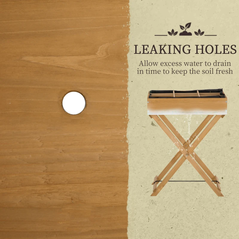 Outsunny Raised Garden Bed with 9 Pocket, Wooden Elevated Planter Box with Legs and Bed Liner for Vegetables, Flowers, and Herbs, Indoor Outdoor Usage, Natural