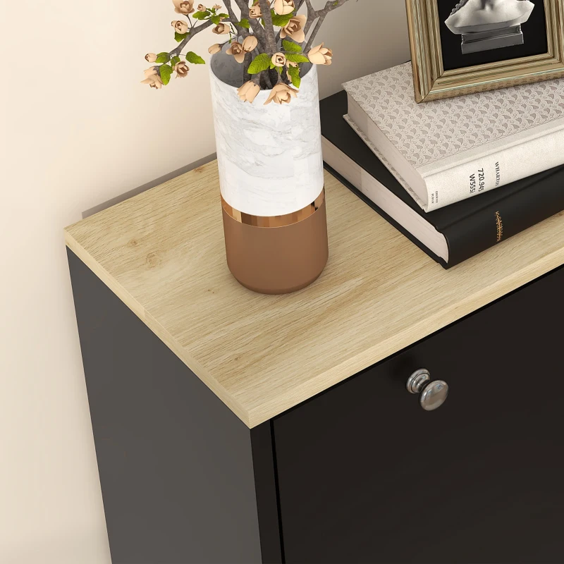 HOMCOM Shoe Storage with 3 Flip Drawers and Adjustable Shelves, Entryway Shoe Storage Cabinet for 24 Pairs of Shoes, Black