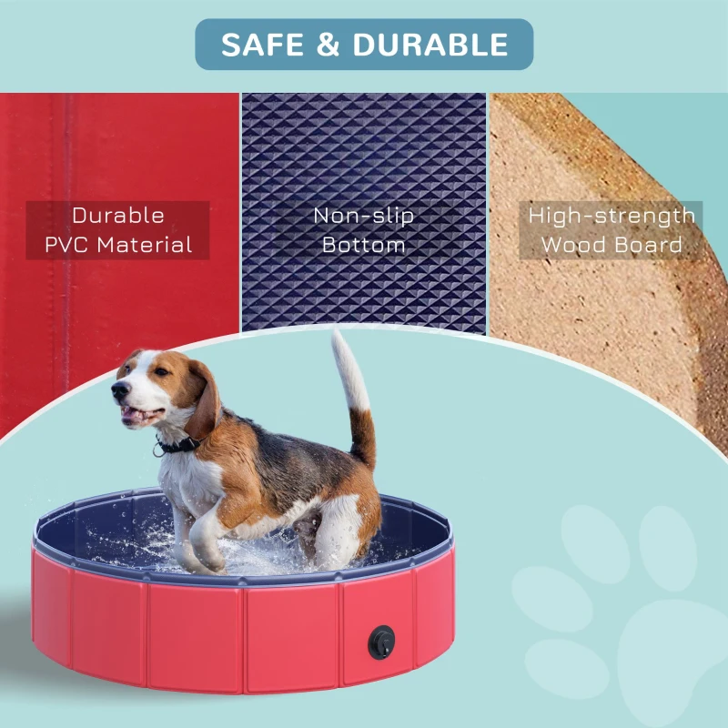 PawHut Foldable Pet Swimming Pool, Portable Dog Bathing Tub, 12" x 63" Plastic Large Dog Pool for Outdoor Dogs and Cats