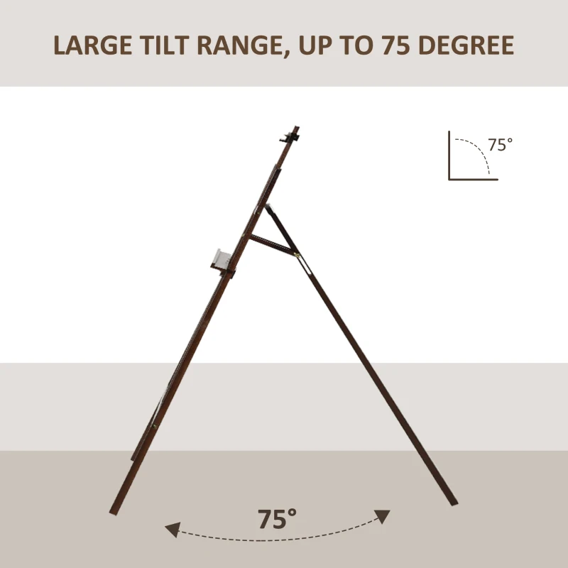 HOMCOM A-Frame Easel of Maximum Height 53", Holds Canvases Up to 43", Painting Studio Art Easel that Tilts up to 75° Degrees for Adults, Beginners, Students, Brown