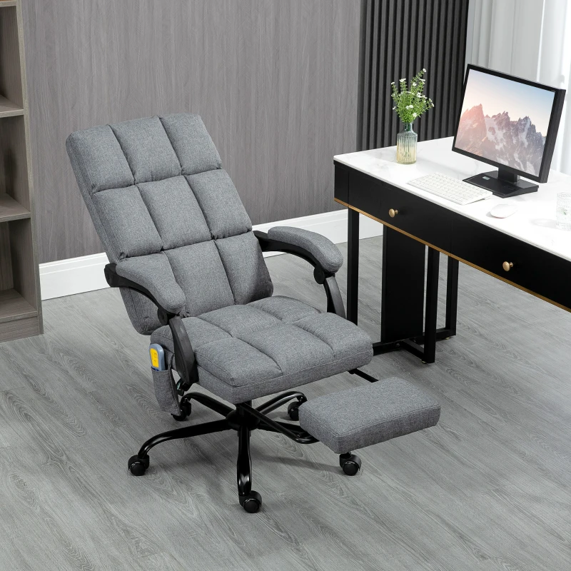 Vinsetto Massage Office Chair with 4 Vibration Points, Reclining Computer Chair with USB Port and Footrest - Dark Gray
