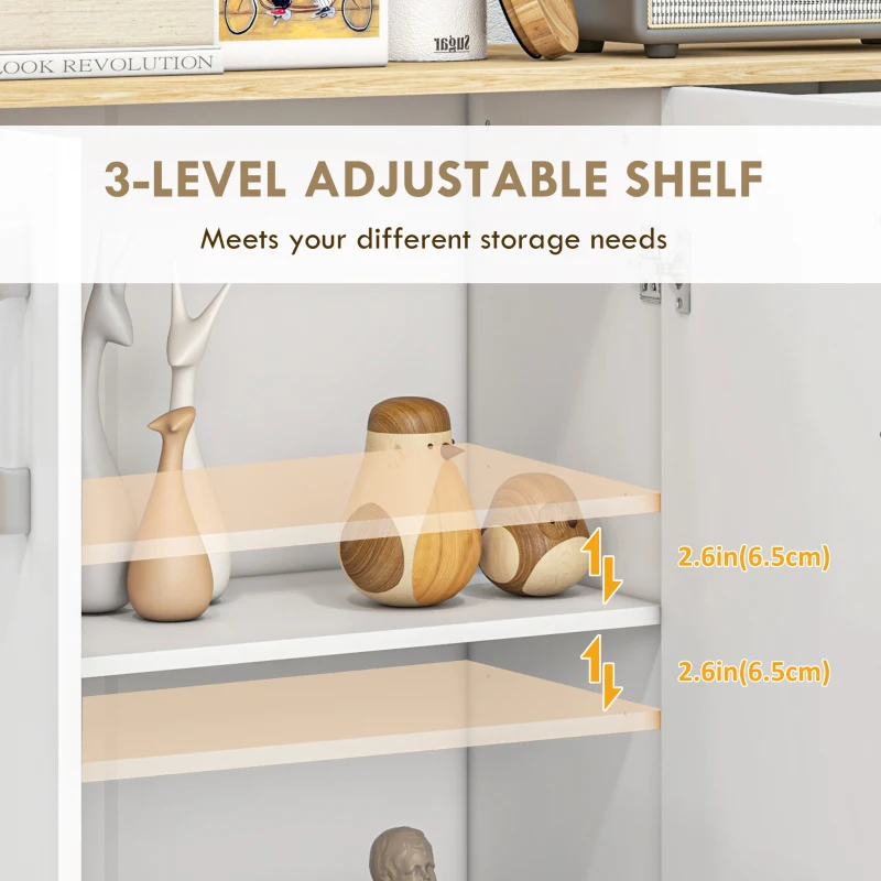 HOMCOM Modern Sideboard Cabinet, Freestanding Sideboards and Buffets with 3 Doors, 2 Drawers and Adjustable Shelf