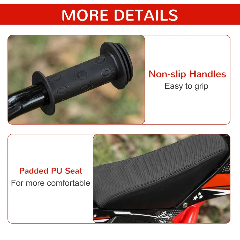 Qaba 12" Kids Balance Bike, No Pedal Training Bicycle, Motorbike Look, Steel Frame, with Air Filled Tires, Handlebar, PU Seat, for 3-6 Years Old, Red