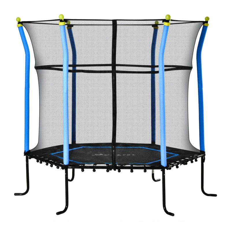 Soozier 63" Kids Trampoline Mini Indoor Bouncer Jumper with Enclosure Net Elastic Thick Padded Pole Gift for Child Toddler Age 3-10 Years Old Blue
