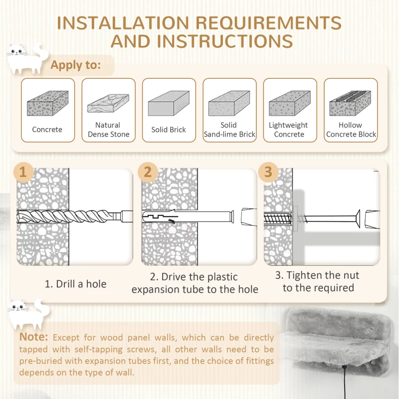 PawHut 5PCs Cat Wall Shelves with Steps, Perches, Ladders, Platforms, Gray