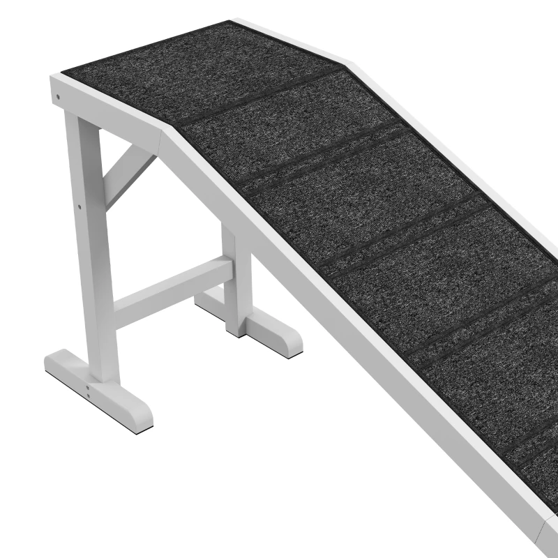 PawHut Pet Ramp, Dog Bed Steps with Non-slip Carpet, Top Platform, 74" x 16" x 25", White