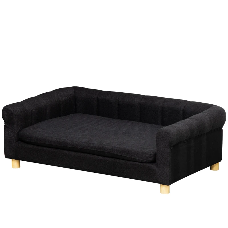 PawHut Modern Pet Sofa Cat or Medium Large Dog Couch W/ Removable Seat Cushion, Black