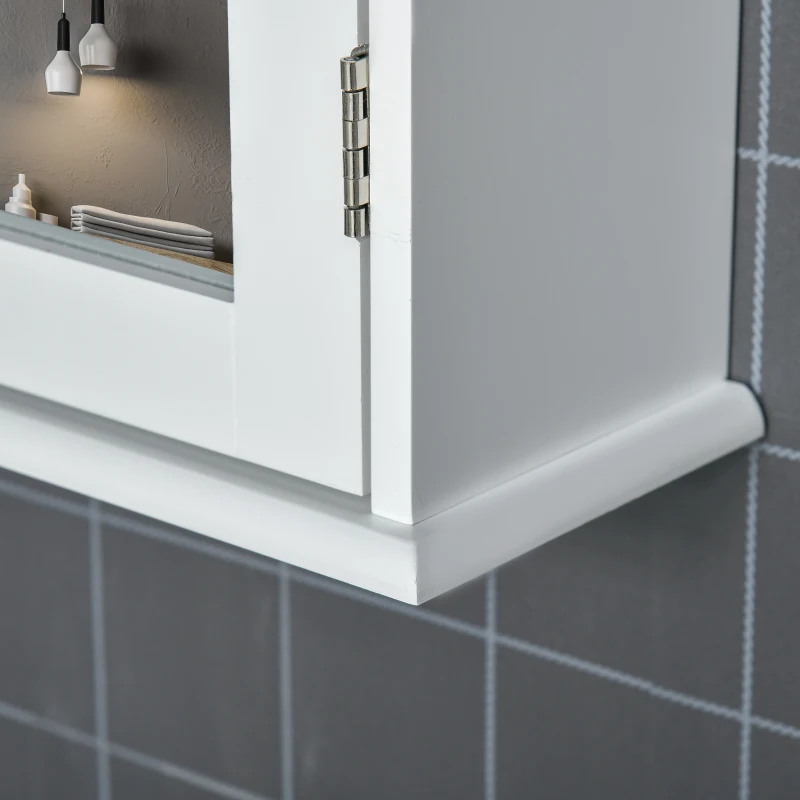 kleankin Bathroom Mirror Cabinet, Wall Mounted Medicine Cabinet with Door and Shelves, White