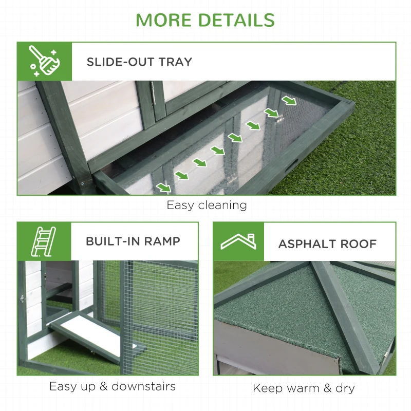 PawHut 77" Chicken Coop Hen House Rabbit Hutch Poultry Cage Pen Outdoor Backyard with Nesting Box Run Green