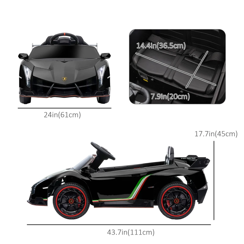 Aosom 12V Electric Ride on Car with Butterfly Doors, 4.3Mph Kids Ride-on Toy for Boys and Girls with Remote Control, Horn Honking, Music, Lights, Black
