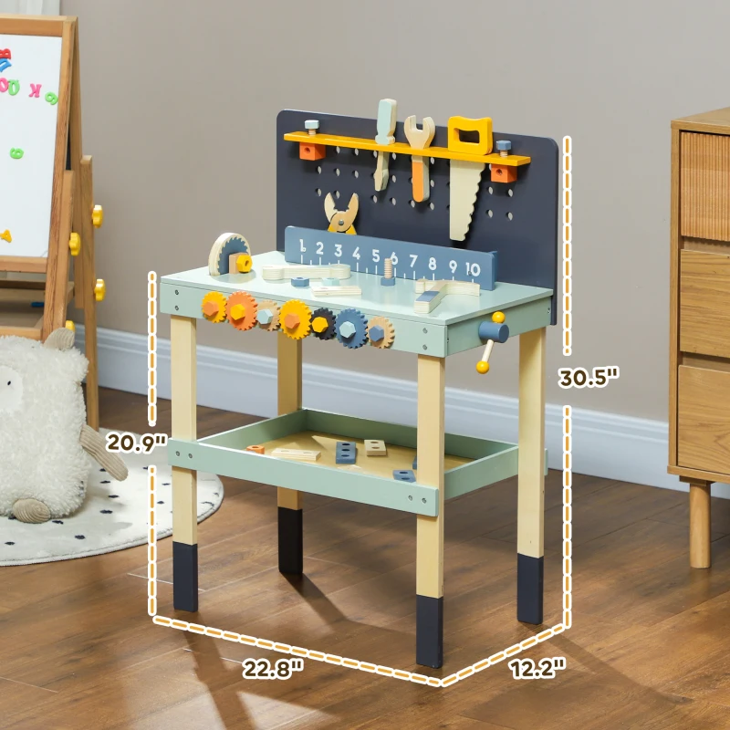 Qaba 49 Piece Toddler Tool Set for Ages 3-6 Years, Light Blue