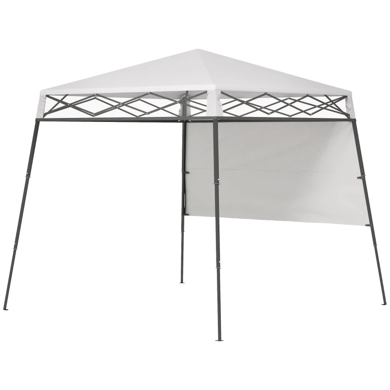 Outsunny 7' x 7' Pop Up Canopy Gazebo Tent with Backpack & Adjustable Legs, White