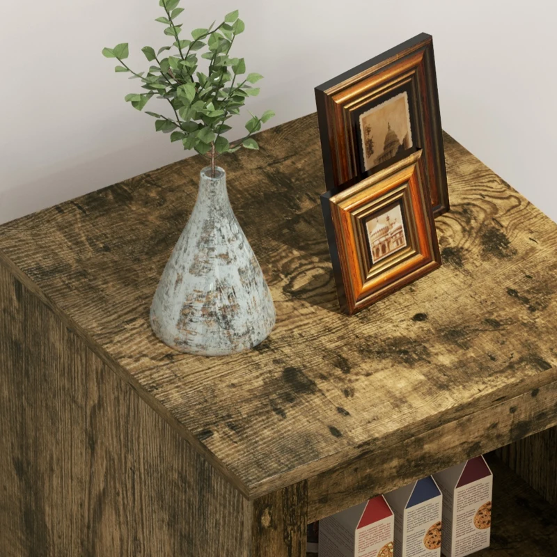 HOMCOM Kitchen Pantry Storage Cabinet with Adjustable Shelves, Small Storage Cabinet with Door and Shelves, Rustic Brown