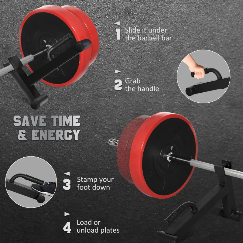 Soozier Barbell Jack, Deadlift Jack with Non-Slip Handle, Easily Load and Unload 440lbs Barbell Plates, for Home Gym Deadlifting Weight Training