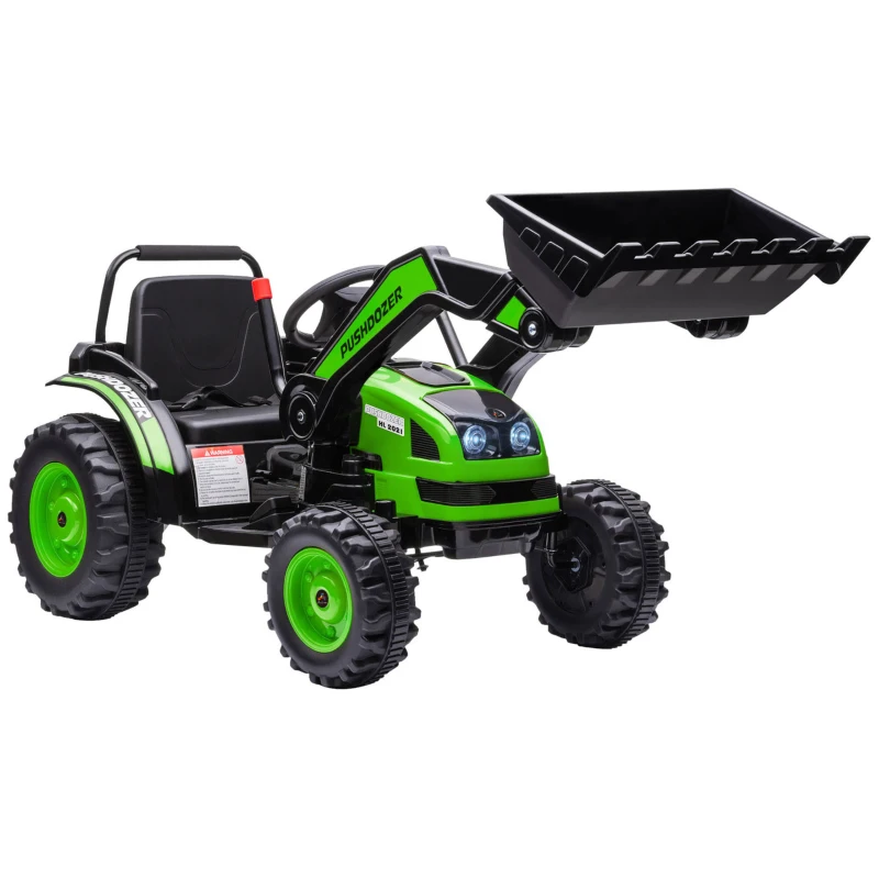 Aosom Kids Tractor 6V Battery Powered Digger Ride On Excavator Music Headlight Moving Forward Backward Green