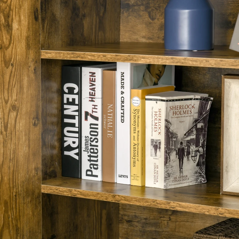 HOMCOM Industrial Kitchen Pantry Cabinet with 4 Doors and Storage Shelves, Freestanding Storage Cabinet, Rustic Wood