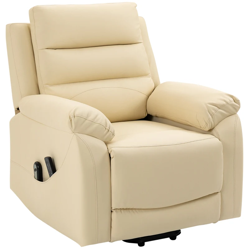 HOMCOM Electric Power Lift Chair for Elderly with Massage, Oversized Living Room Recliner with Remote Control, and Side Pockets, Beige