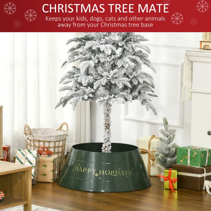 HOMCOM Metal Christmas Tree Collar, 26 Inch Christmas Tree Ring, Xmas Tree Skirt for Artificial Christmas Tree Decoration, Green