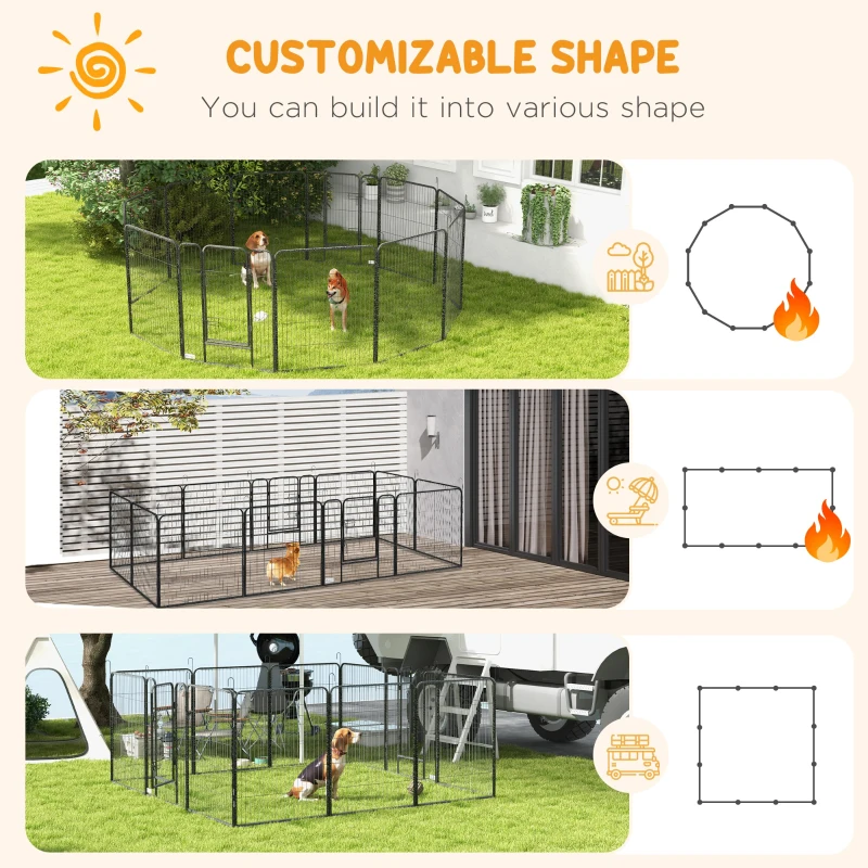 PawHut Dog Pen with Gate, 12 Panels Puppy Playpen, Dog Fence, 39"H