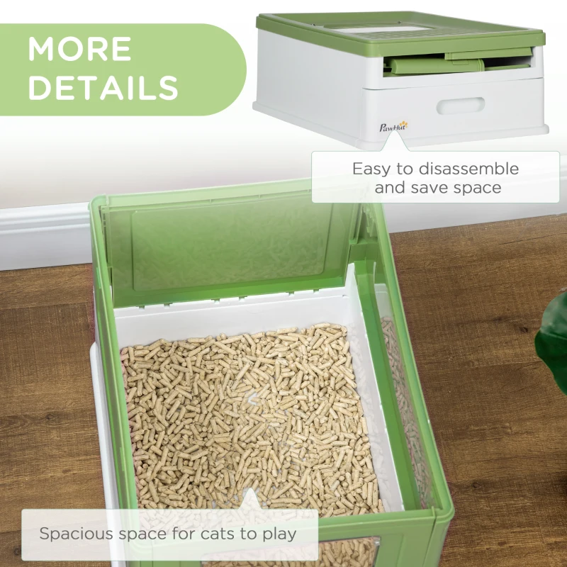 PawHut Fully Enclosed Cat Litter Box with Front Entry, Top Exit, Yellowish Green