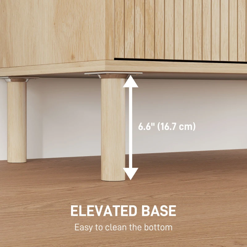 HOMCOM Accent Cabinet with Doors & Adjustable Shelf, Freestanding Storage Cabinet with Wood Legs for Living Room, Oak