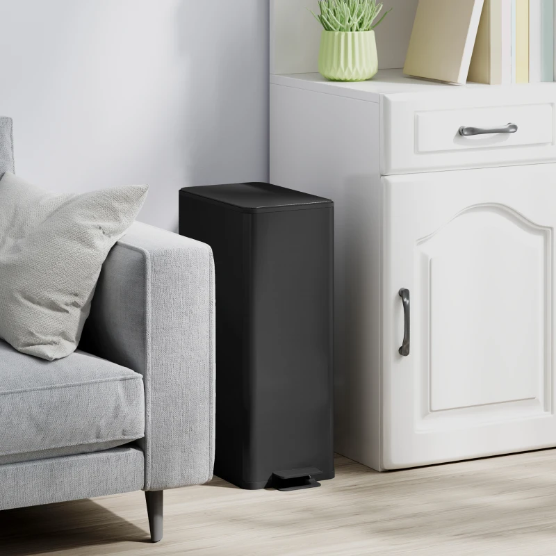 HOMCOM 5.3 Gallon Stainless Steel Kitchen Garbage Can with Soft-close Lid, Foot Pedal, Fingerprint-Proof, Black