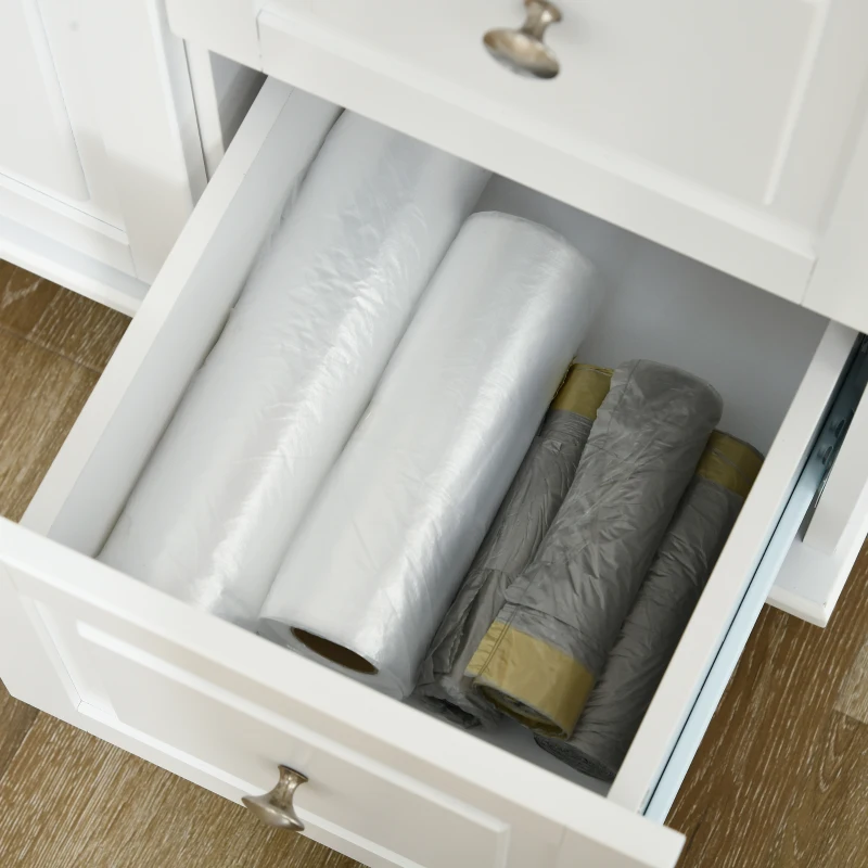 HOMCOM Kitchen Island on Wheels, Kitchen Cart with Drop Leaf, Drawers, White